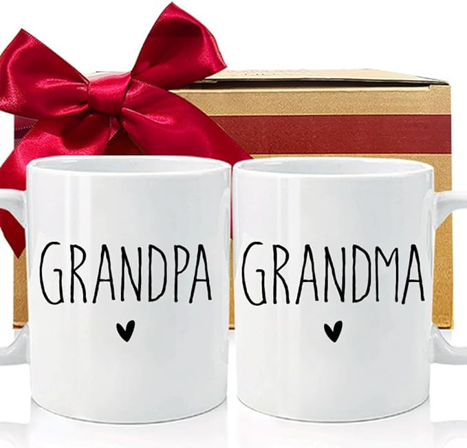 EST 2025 Promoted to Be Grandpa Grandma Mugs Set Gift for New Grandparents, Baby Reveal Pregnancy... | Amazon (US)