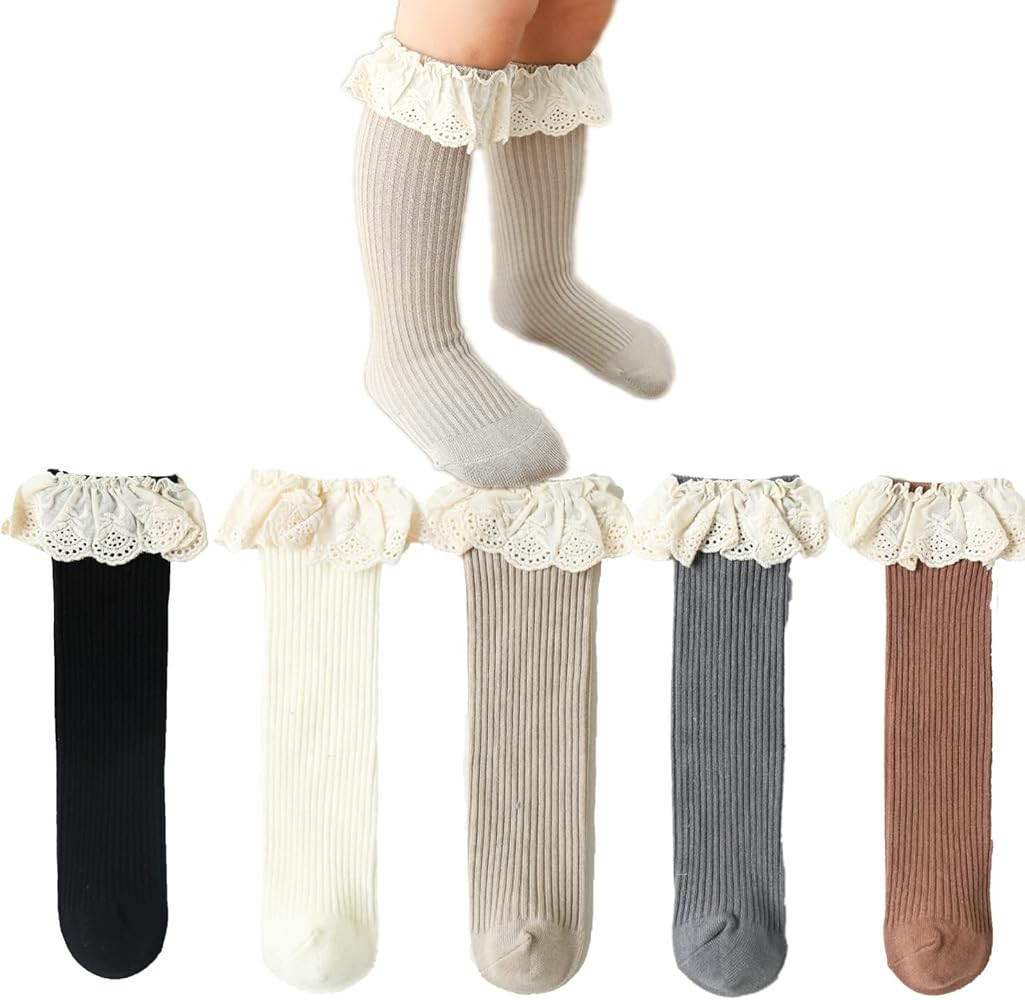 Taous Assam Baby Girls Knee High Socks Kids Toddler Tube Ruffled Stockings Little Girl's Lace Hee... | Amazon (US)