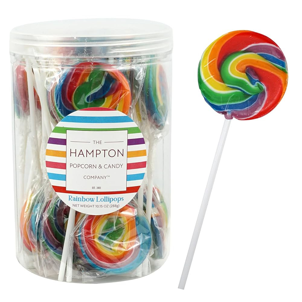 Rainbow Lollipops, 24 Pack, Swirl Lollipops, Individually Wrapped Lollipops, Carnival Lollipops F... | Amazon (US)