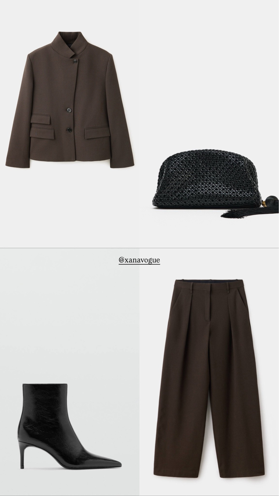 Mango Matching Set | Black Accessories 🖤

This Mango brown matching set is the perfect combination of timeless tailoring and modern elegance. Styled with black pointed-toe ankle boots and a textured black clutch for a chic contrast that instantly elevates the look.

The structured jacket and pleated trousers create a polished silhouette that works beautifully for office outfits, business casual days, meetings and elegant everyday styling. Wear the pieces together or separately for endless fall outfit possibilities.

🔎 Mango matching set, brown tailored suit, black accessories, fall workwear, office outfit inspiration, quiet luxury, elegant autumn outfits