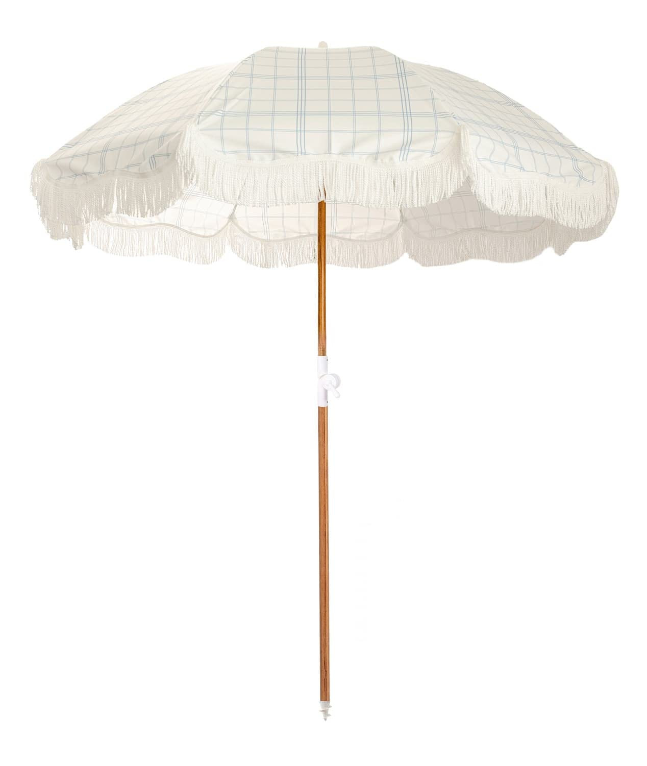 Business & Pleasure Co. Holiday Umbrella | 5’W x 6.5’H White Boho Fringe Beach Umbrella | UPF... | Amazon (US)