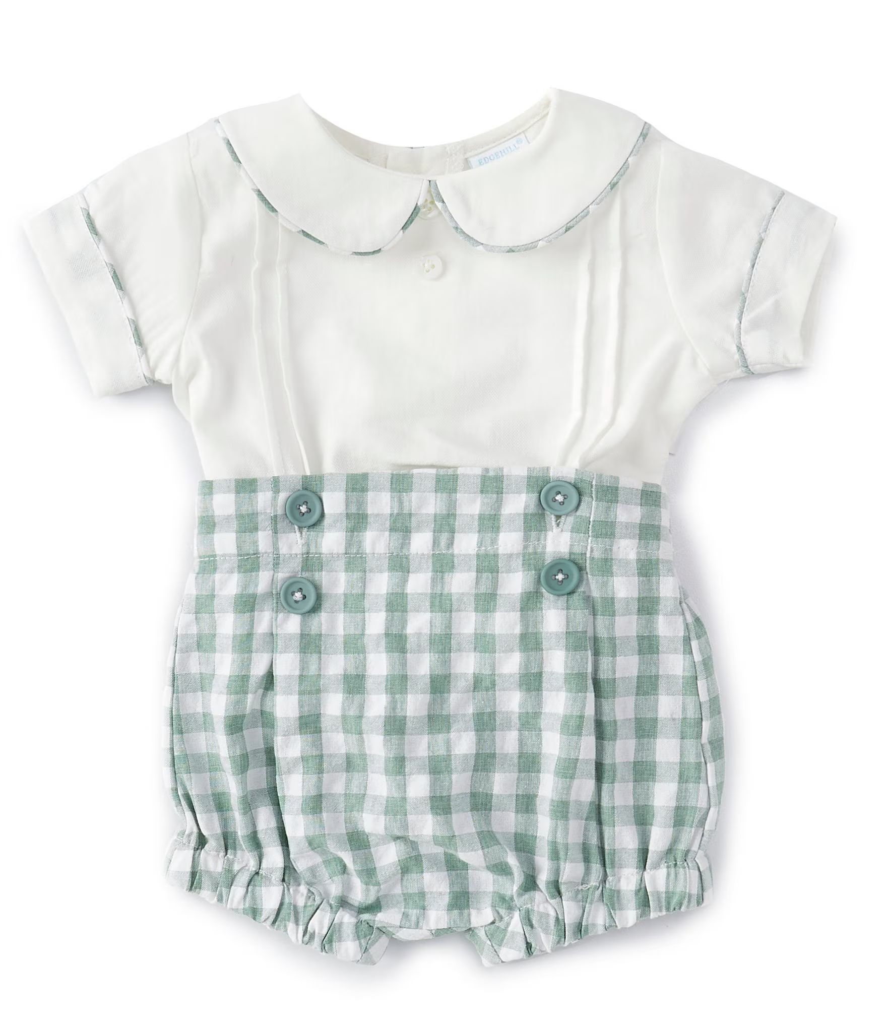 Baby Boy Newborn - 24 Months Short Sleeve Peter Pan Top and Gingham Short Set | Dillard's