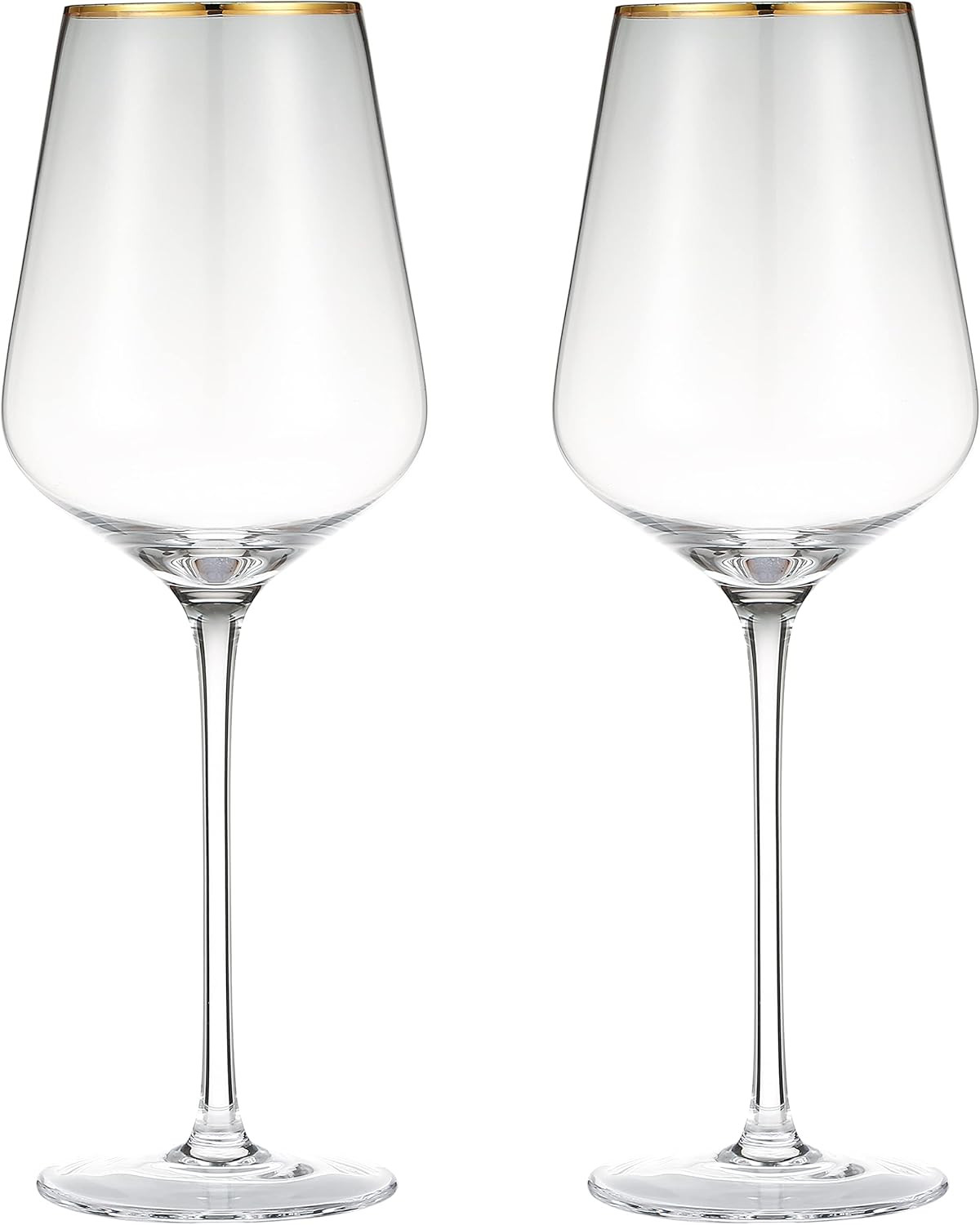 Amazon.com | Berkware Set of 6 Wine Glasses - Luxury Crystal Long Stem Glasses - Elegant Gold Rim... | Amazon (US)