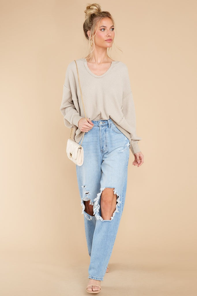 Let Her Be Cozy Taupe Top | Red Dress 