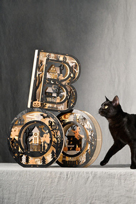 Boo Halloween Light-Up Wood Mantel Letters | Anthropologie (US)