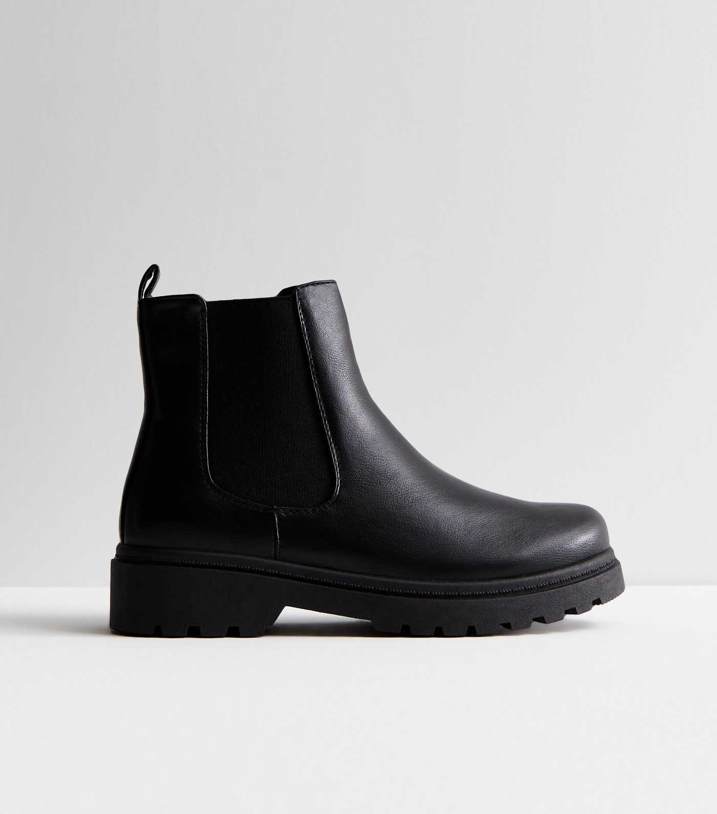 Black Leather-Look Chunky Chelsea Boots | New Look | New Look (UK)