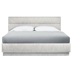 Interlude Hawthorne Modern Heather Grey Upholstered Tufted Bed - Queen | Kathy Kuo Home