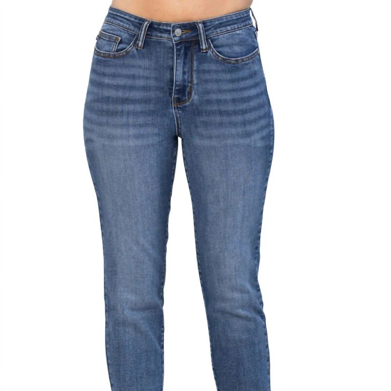 Judy Blue High Rise Frayed Hem Relaxed Fit Jean - Blue - 24W | Verishop