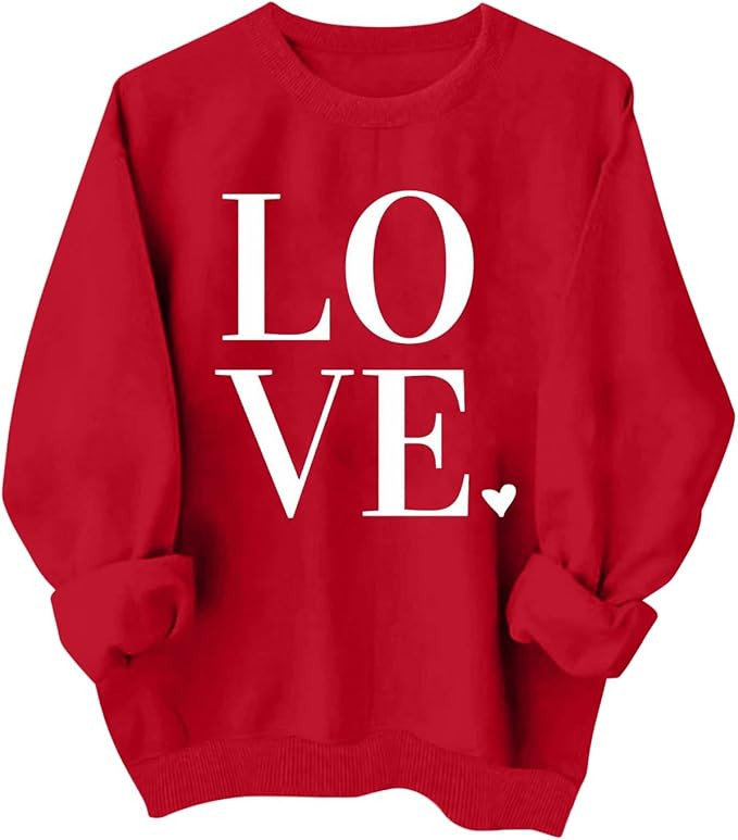 zcgoxvn Womens Long Sleeve Tops Love Heart Graphic Sweater Cute Pullover Novelty Valentines Day G... | Amazon (CA)