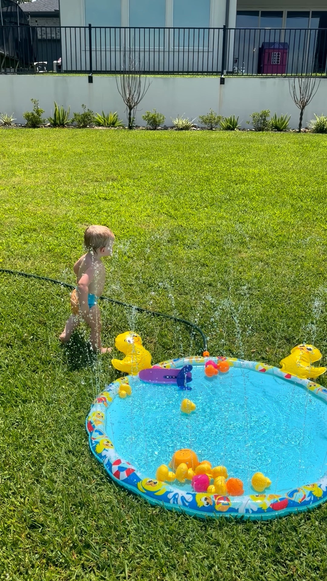 Duck splash pad! My 16 month old loves it!
I didn’t blow the ducks up all the way, they do stand up! The 2 yellow ducks are the only thing that blows up, the water hose does the rest!

#LTKSeasonal #LTKKids #LTKBaby