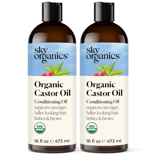 Sky Organics - Castor Oil Organic - Volumizing Hair Oil - Scalp, Lashes, Brows - Pure Castor Oil Cold Pressed - Natural Conditioner - Omega Fatty Acids, Vegan - Beauty, Hair,16oz, 2 Pack w Ebook | Amazon (US)