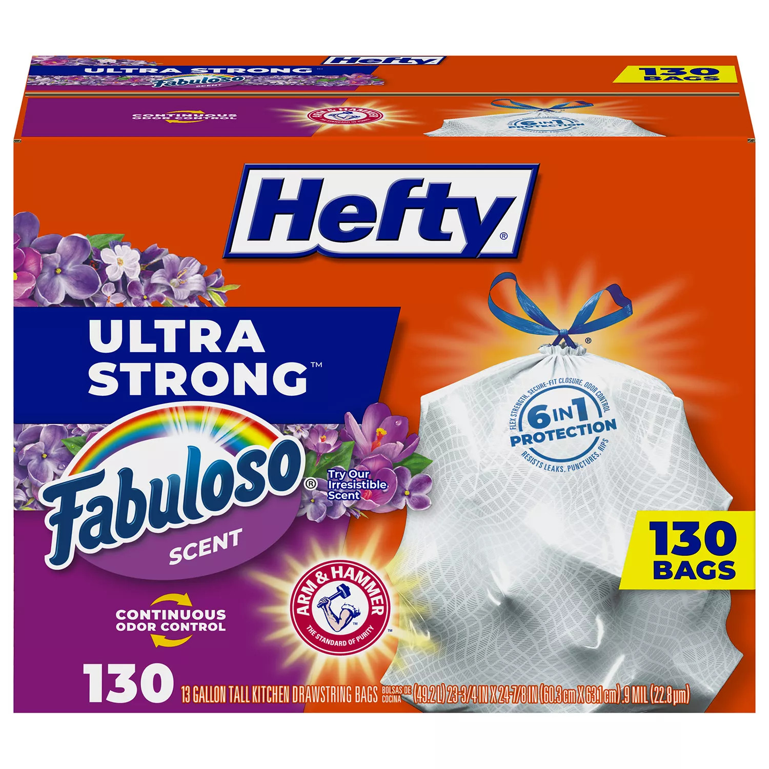 Hefty Ultra Strong Kitchen Drawstring Trash Bags, Fabuloso Scent 13 gal., 130 ct. | Sam's Club