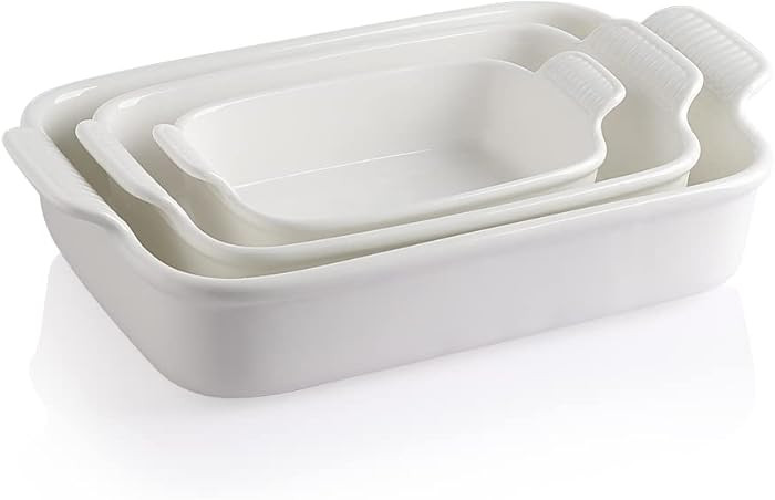 Sweejar Baking Pans Set, Ceramic 9x13 Baking Dish with Handle, Rectangular Casserole Dishes for O... | Amazon (US)