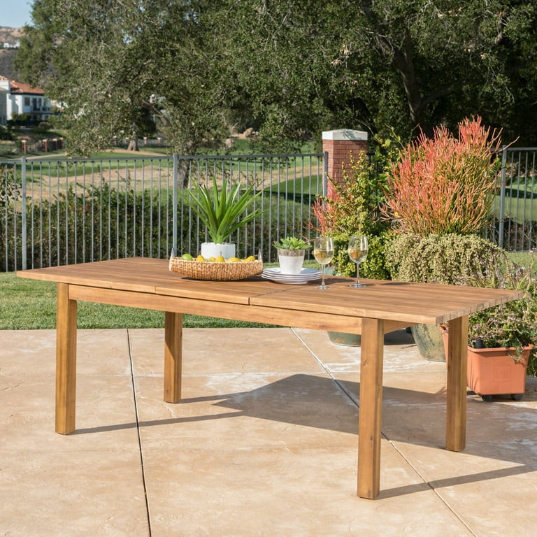 Aleena Outdoor Expandable Acacia Wood Dining Table, Teak | Walmart (US)