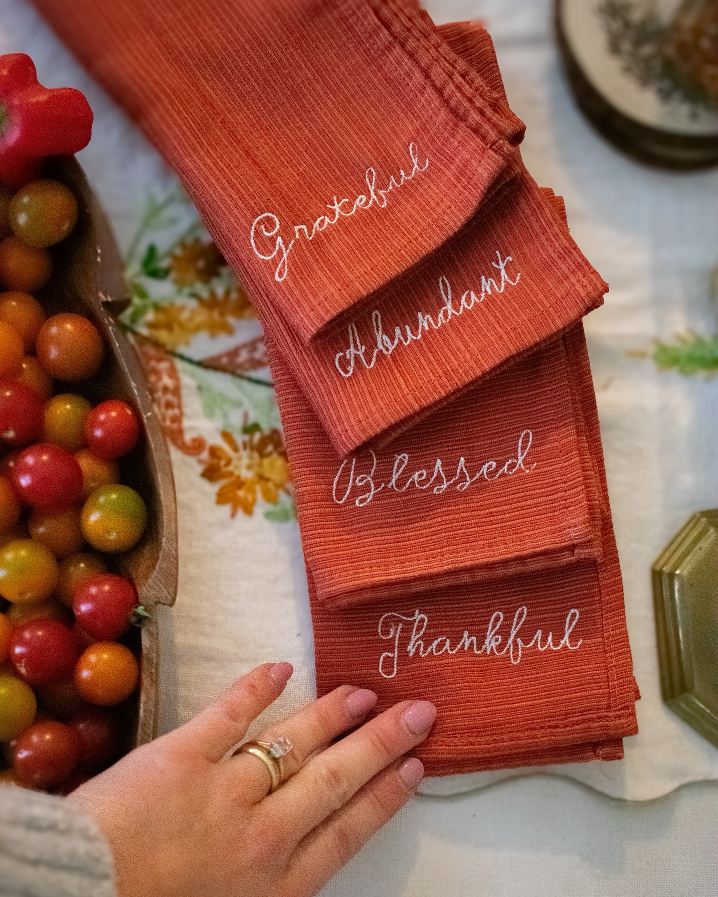 thanksgiving embroidered vintage napkins ✨

“Elevate your table with our one-of-a-kind Thanksgiving Embroidered Vintage Napkins - a heartfelt collaboration by lucid ladybug with custom embroidery by Sew Chic by Janette. 
 
Each vintage cloth napkin features a thoughtful intention, meticulously designed to spark conscious conversations around your holiday feast. Perfectly capturing the spirit of gratitude, our custom napkins embody our passion for vintage and sustainable styling.”

two unique sets curated + designed by me with embroidery by mom now in the shop ✨

#vintage #tablescape #vintagestyle #tableinspo #vintagenapkins #sustainable #stylist

#LTKSeasonal #LTKHome #LTKHoliday