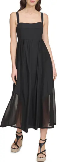 Paneled Mixed Media Midi Dress | Nordstrom