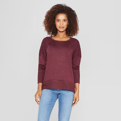 Women's Long Sleeve Scoop Neck Lace Trim Sweatshirt - Knox Rose™ | Target