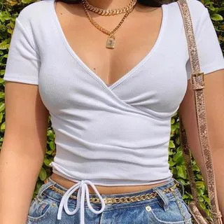 Trisica - Short-Sleeved Wrap Front T-Shirt | YesStyle | YesStyle Global