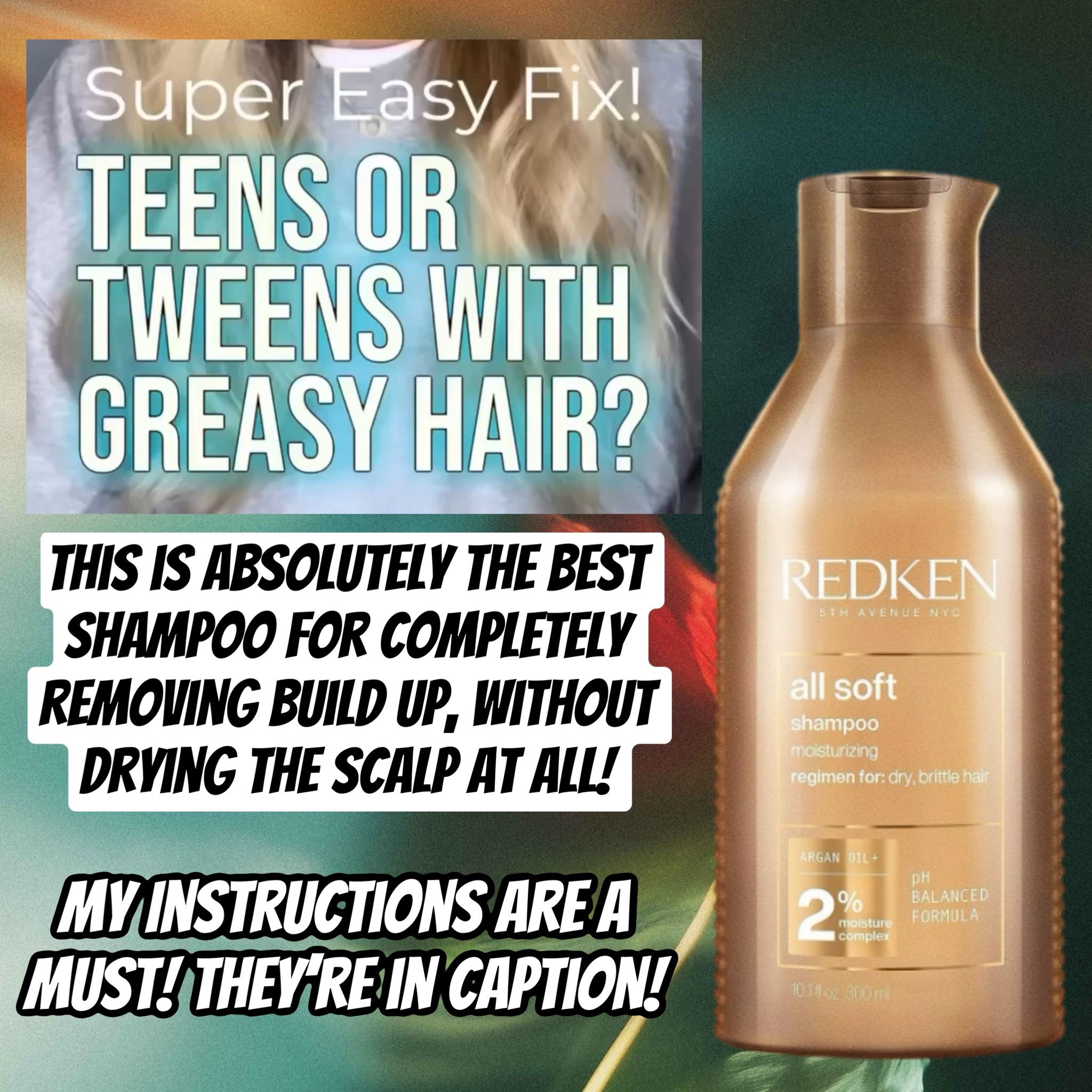 GREASY HAIR FIX! It takes 30 minutes, but it’s so worth it!!!Struggling with greasy roots even after washing? Sometimes it’s even a little smelly & it was just washed! This technique removes sebum and/or shampoo buildup without drying out the scalp. That build up gets really stuck to the hair & it’s hard to get off. Detox shampoos don’t work for this. They dry out the scalp & the scalp will produce more oil. This method gets the buildup off & protects the scalp:) 

1️⃣ **Prep & Rinse:** Start by soaking your hair with pretty warm water for at least a minute to soften sebum & saturate the hair. Apply shampoo, massage your scalp for a full minute, and rinse thoroughly. Move & lift your hair as you rinse to ensure every area is clean.  

2️⃣ **Deep Cleanse:** Shampoo again, ensuring full scalp coverage (don’t forget tricky spots like behind the ears and the crown). Use a good amount of shampoo for this. Massage for one minute, then leave the shampoo on for 10 minutes. Optional: Use a fine-tooth comb to gently comb your roots before rinsing. Rinse very thoroughly.  

3️⃣ **Final Touch:** One more round of shampoo! Massage for one minute, let it sit for five minutes, and rinse for at least two minutes—really take your time here. Finish with conditioner & rinse well.  

✨ Use this method about once a month or whenever build-up appears. Your hair & scalp will be refreshed, lightweight, and perfectly clean!!! 

I’ve been a stylist for 25 yrs & came up with this system when I was a new stylist. I did’t have a clientele so I got a lot of teens & tweens in my chair. SO many had this smelly build up & they said their has was clean. I figured out that this was the best way to get the build up off & eventually found that this shampoo is the best for it!!! I have had SO many texts and messages over the yrs thanking me for this tip. Lots of happy tears too because this can be so embarrassing for teens. They don’t have oily hair, it’s just build up 99% of the time! And there’s an easy (30 minute, lol) solution!


#LTKBeauty #LTKSeasonal