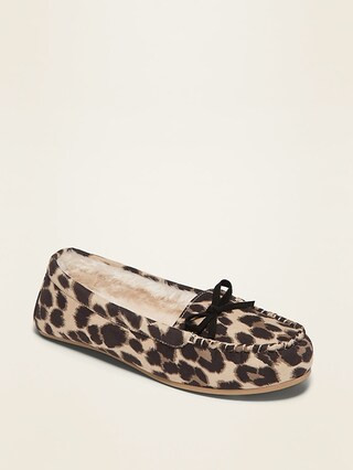 Faux-Suede Faux Fur-Lined Moccasin Slippers for Women | Old Navy (US)
