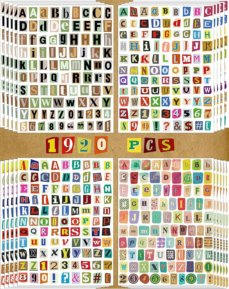 1920pcs Scrapbook Letter Stickers Ransom Alphabet Junk Journal Supplies | Amazon (US)