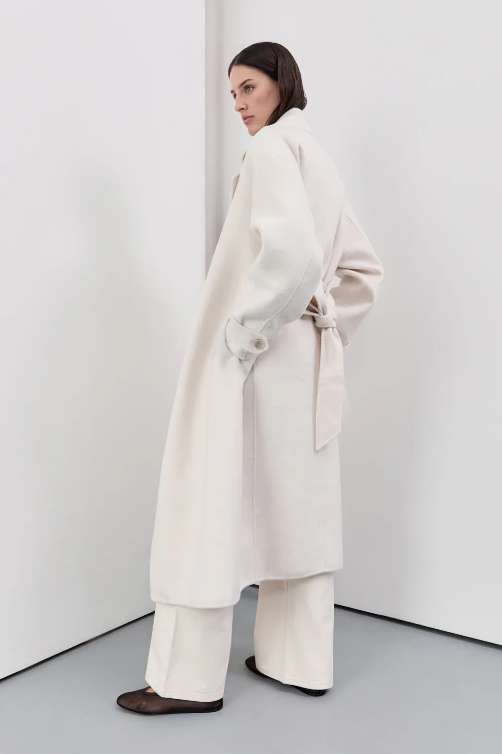 MILES CREAM WOOL WRAP COAT | DISSH