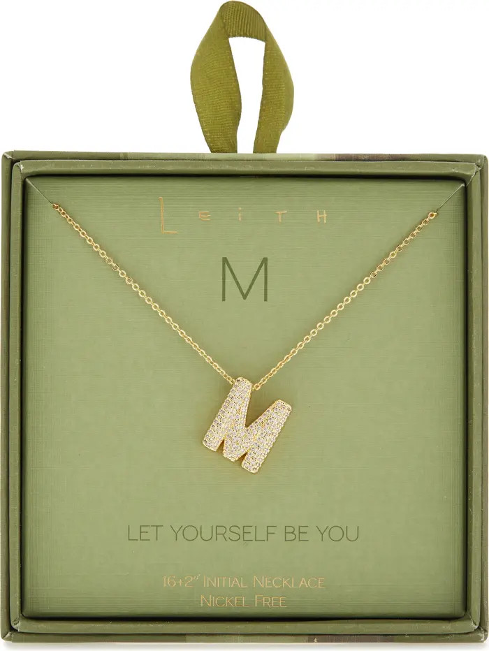 Pavé Cubic Zirconia Initial Pendant Necklace | Nordstrom Rack