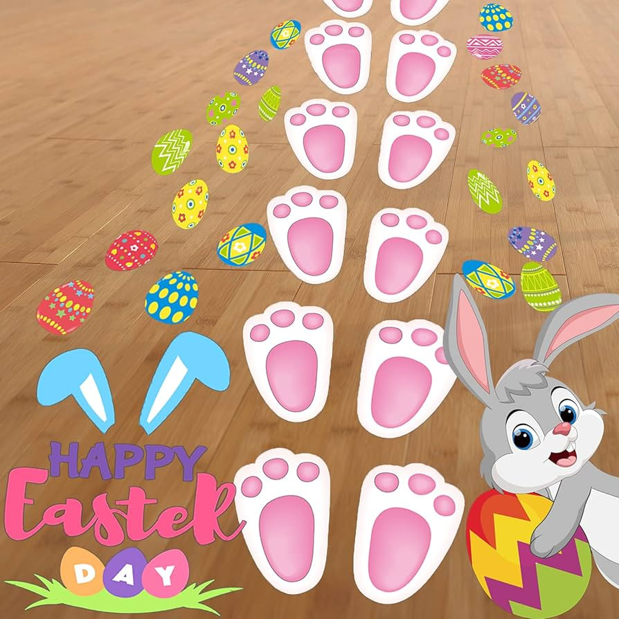 110 Pcs Easter Bunny Footprint Stickers for Floor, Peel Without Leaving Traces, 14 PCS Rabbit Foo... | Amazon (US)