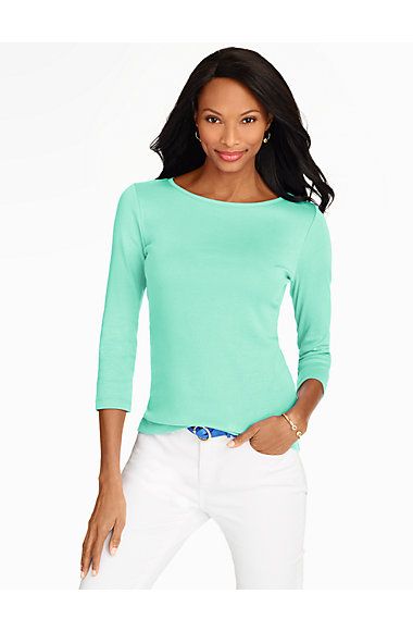 Pima Cotton Bateau Neck Tee | Talbots