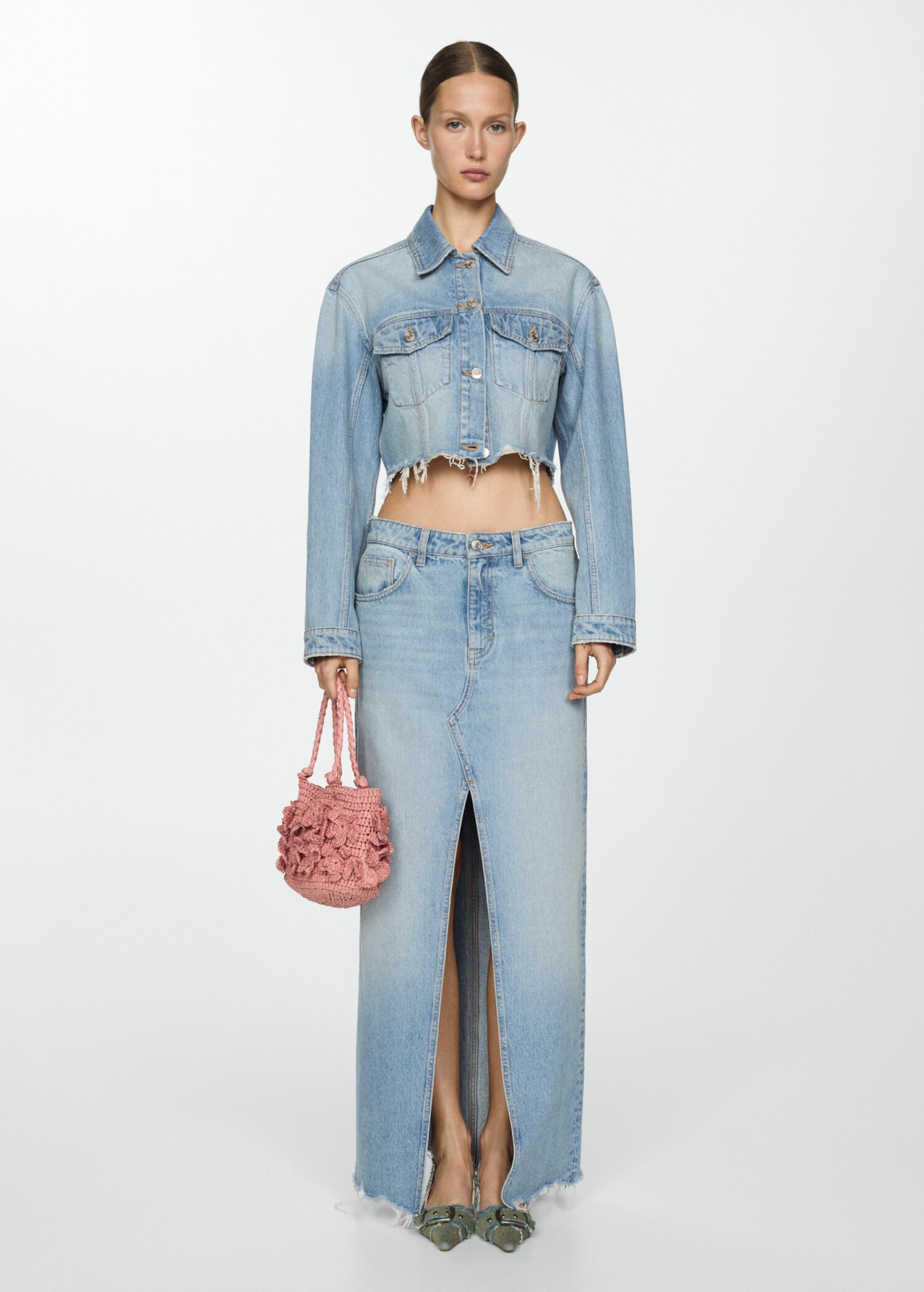 Denim skirt with frayed hem - Women | MANGO USA | Mango (US/MX/AU)