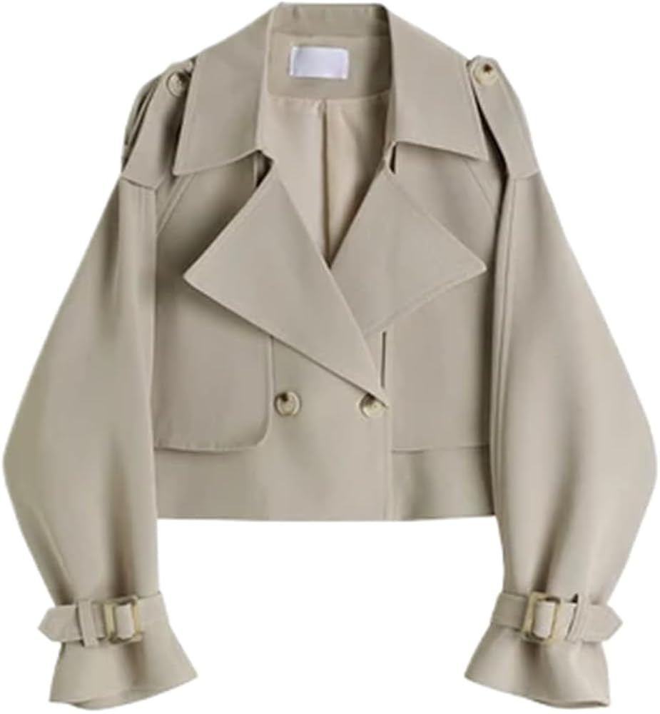 LIXINGHEITANG Casual Loose Thin Tooling Short Jacket Women Clothes Spring Autumn Solid Double Coa... | Amazon (US)