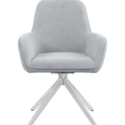 Grey Dining Room Chair With Mid Century Modern Flair, Flare Arms And 360-Degree Swiveling Base For A Relaxed Environment Contemporary Arm Dining, Insp | Wayfair North America