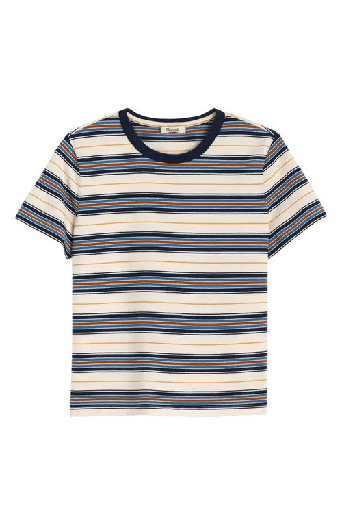 Madewell Perfect Crewneck Cotton Jersey T-Shirt in Wrangler Canvas Stripe at Nordstrom, Size Xx-Small | Nordstrom
