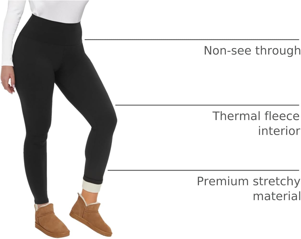 CAMPSNAIL Fleece Lined Leggings Women - Thick Soft High Waisted Black Tummy Control Thermal Warm ... | Amazon (US)