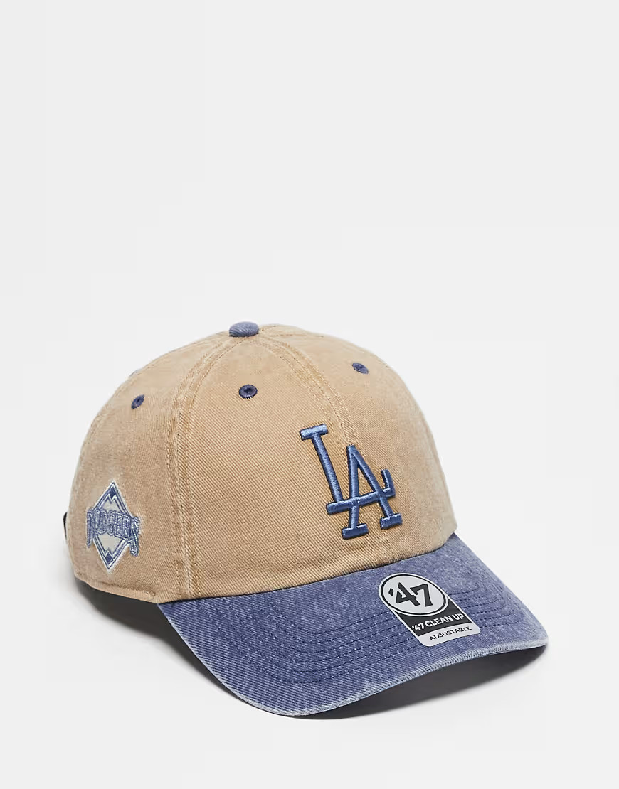 47 Brand LA Dodgers clean up cap with contrast peak in beige-Neutral | ASOS (Global)