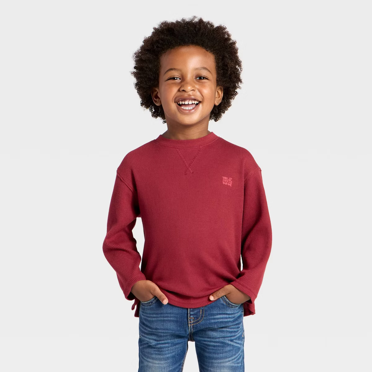 Toddler Boys' Long Sleeve Thermal Shirt - Cat & Jack™ Maroon 12M | Target