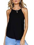 Womens Tops Halter Sleeveless Tank Tops Sexy High Neck Summer Cami Tops Spaghetti Strap Shirts Black | Amazon (US)