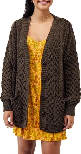 Aran Mix Stitch Cotton Blend Cardigan | Nordstrom