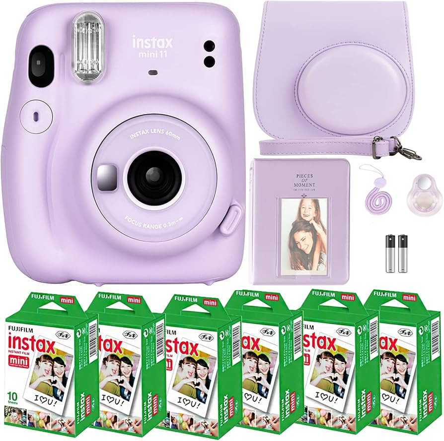 Fujifilm Instax Mini 11 Camera with Fujifilm Instant Mini Film (60 Sheets) Bundle with Deals Numb... | Amazon (US)