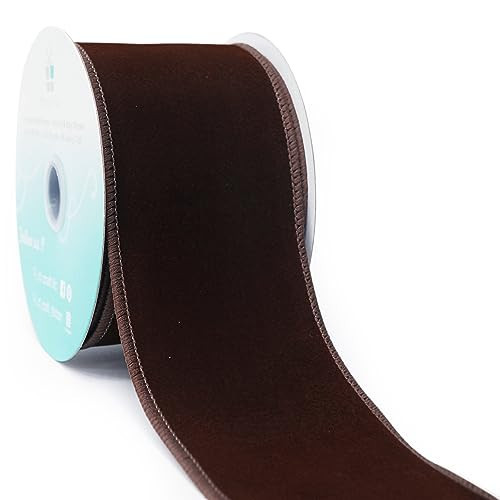 Brown Velvet Ribbon 2.5 Inch x 10 Yards for Christmas Home Decor Tree Topper Bow Gift Wrapping DIY Crafts Wreath Garland | Amazon (US)