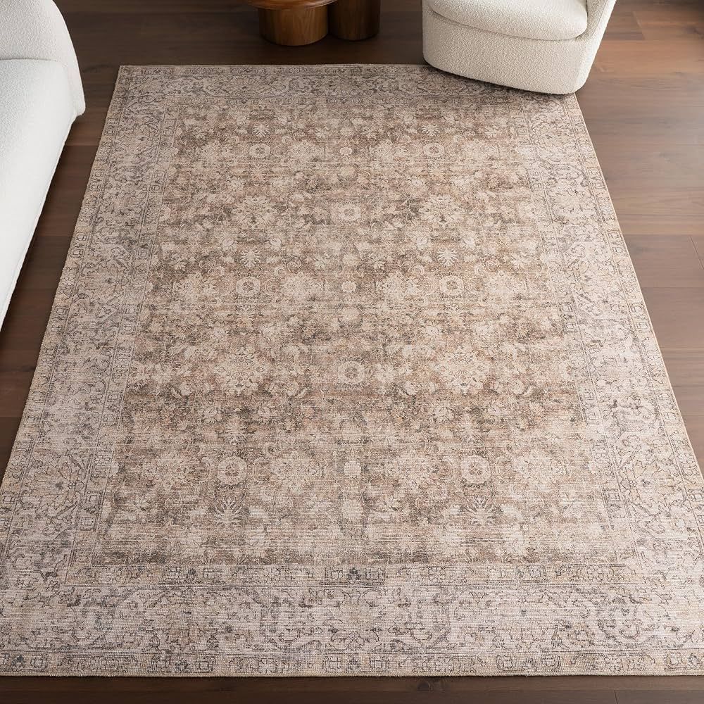 nuLOOM Hillstone Collection 8x10 Area Rug, Traditional Vintage Distressed Medallion, Thick and So... | Amazon (US)