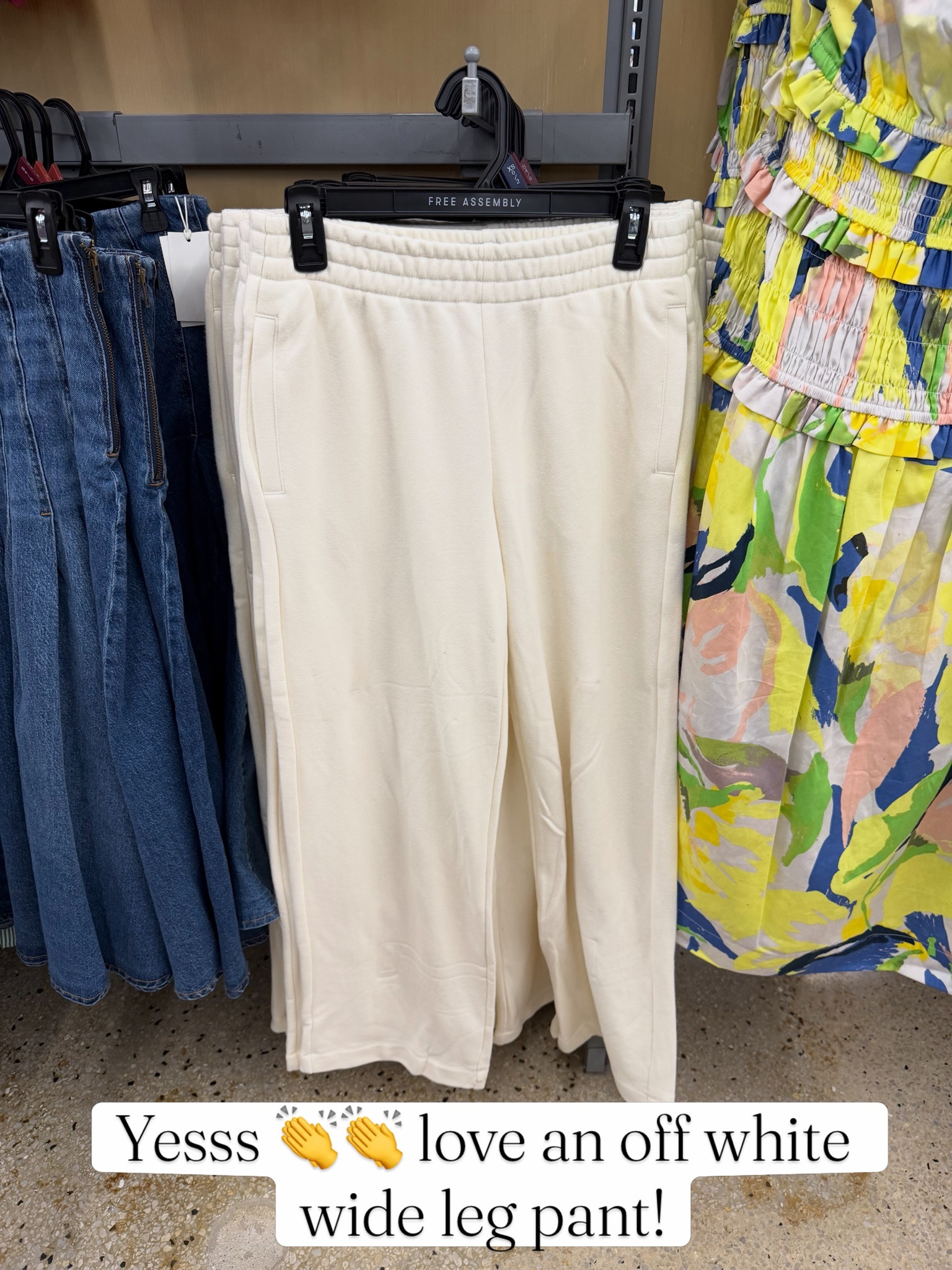 Walmart wide leg off white comfy pants, could work for casual work environment. #walmartfashion