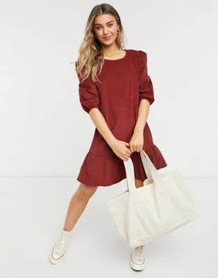 JDY mini smock dress in red corduroy | ASOS (Global)