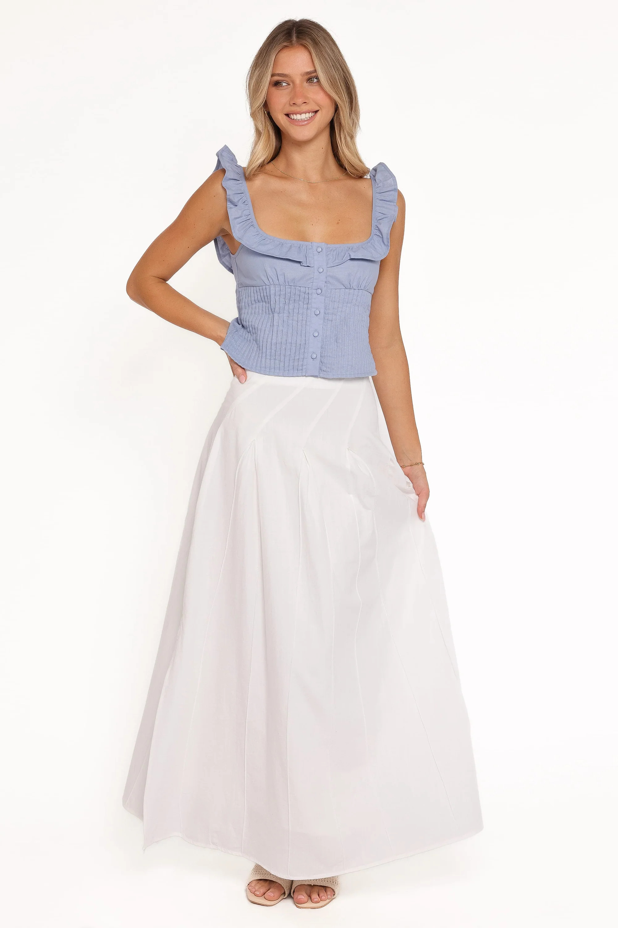 Zoey Maxi Skirt - White | Petal & Pup (US)