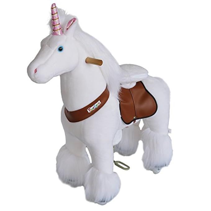PonyCycle Official Ride On Horse Unicorn No Battery No Electricity Mechanical Unicorn White Medium f | Amazon (US)