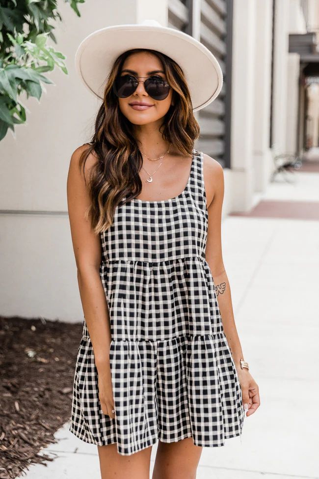Forgotten Wishes Ivory/Black Gingham Babydoll Romper | The Pink Lily Boutique
