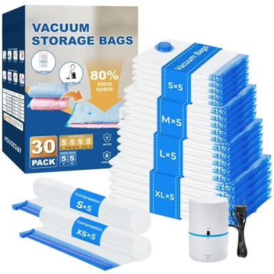 30 Pack Vacuum Storage Bags With Electric Pump, 4 Sizes + 2 Roll-Up (5 Each), Space Saver Vacuum Seal Bags For Clothing, Bedding, Pillows, Travel – Ai | Wayfair North America