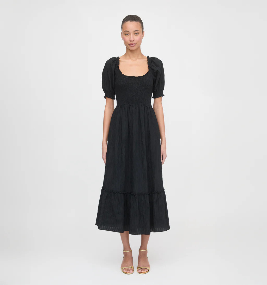 The Louisa Nap Dress - Black Tonal Seersucker | Hill House Home US