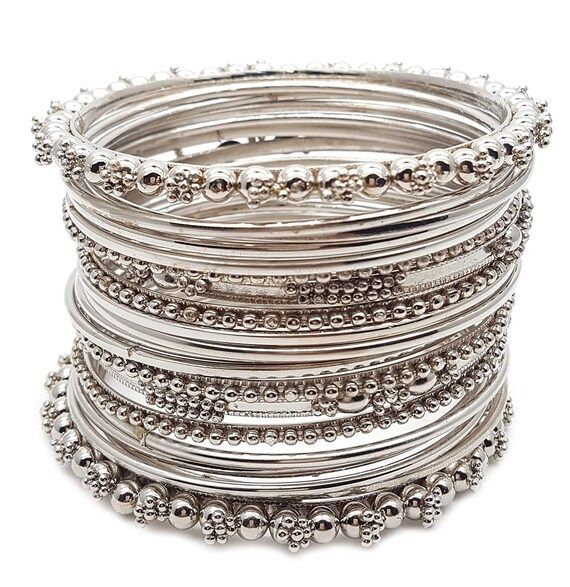 Traditional Silver Plated Oxidised Bracelet Bangle Set For Women | Oxidised Indian Bangle Set | S... | Etsy (US)