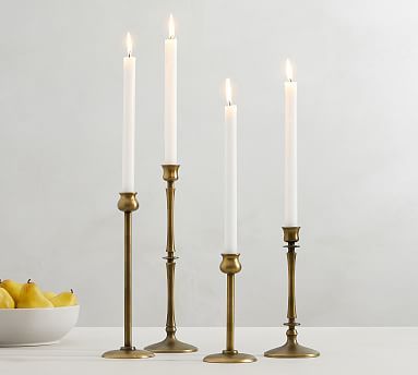 Booker Taper Candleholders, Set of 4 - Brass | Pottery Barn (US)